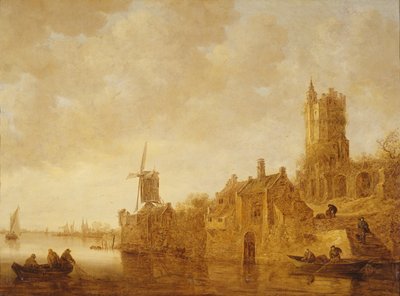 Paysage fluvial avec moulin à vent et ruines de château, 1644 - Jan Josephsz van Goyen